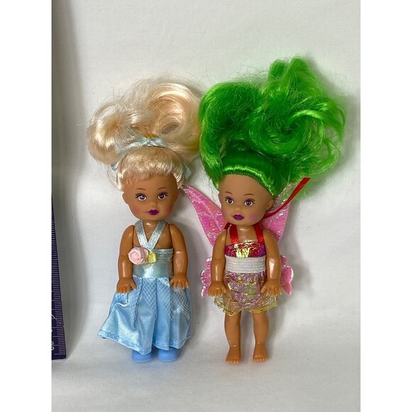 Toddler Doll Lot Fairy Wings Dolgen Denim Shortall Clothing Blonde Brunette - Picture 3 of 13